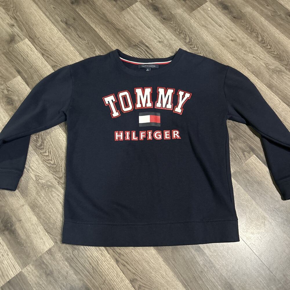 Vintage Tommy Hilfiger Logo Navy Crewneck Sweatshirt Size Small